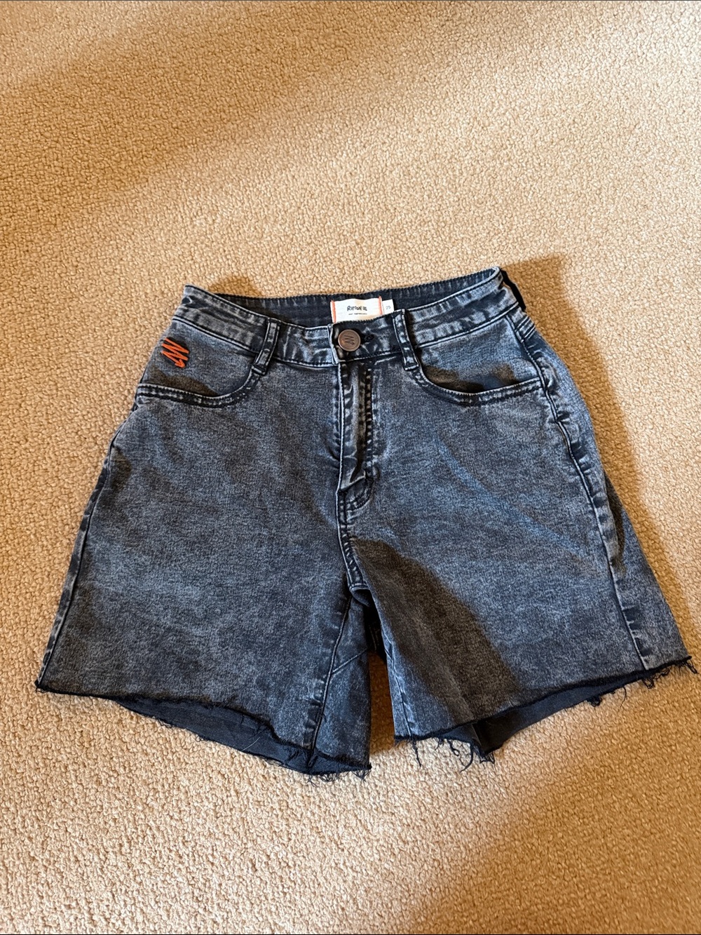 Ripton High-Rise Washed Black Denim Jean Shorts